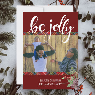 Be Jolly Tartan Kariert Seasons Grußwort Foto Feiertagskarte