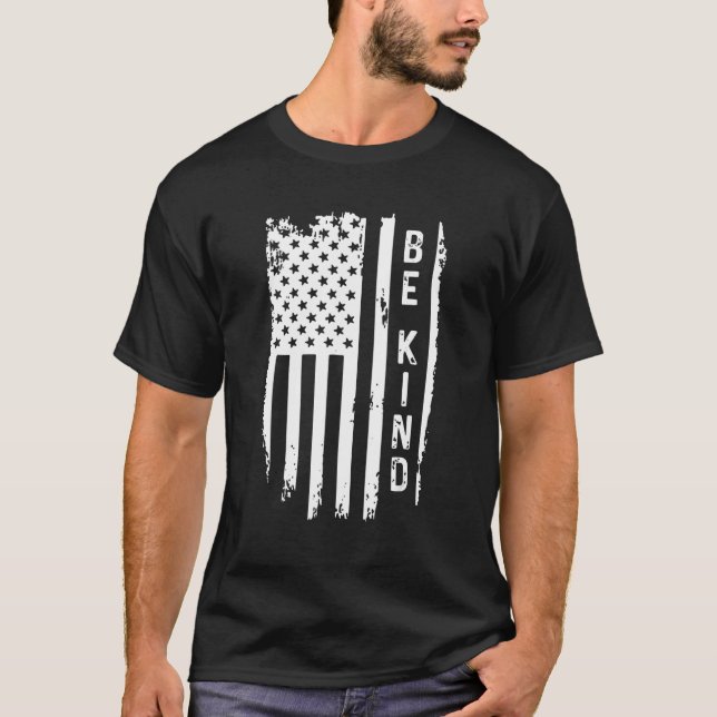 Be Kind American Flag Anti Bullying Unity Day Oran T-Shirt (Vorderseite)