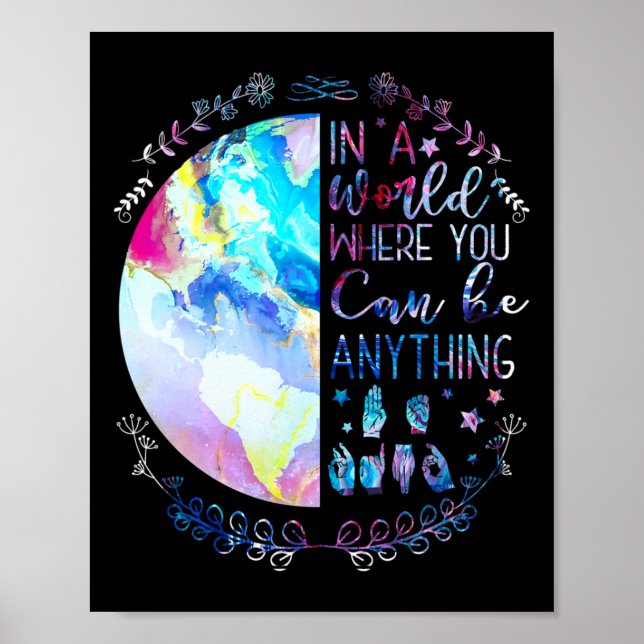 Be Kind Asl Alphabet American Sign Language Deaf A Poster (Vorne)