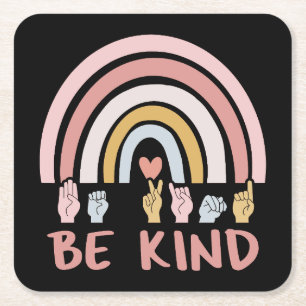 Be Kind ASL III - Amerikanische Gebärdensprache Rechteckiger Pappuntersetzer