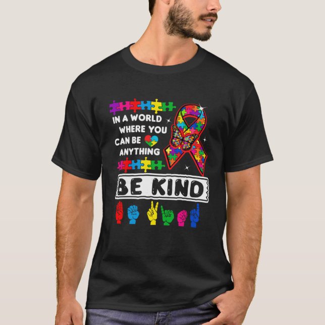 Be Kind Autism Awareness ASL Mom Teacher Kindness  T-Shirt (Vorderseite)
