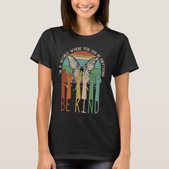 Be Kind Autism Awareness ASL Mom Teacher Kindness T-Shirt (Vorderseite)
