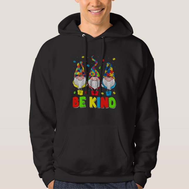 Be Kind Autism Awareness Month Cute Gnomes Men Wom Hoodie (Vorderseite)