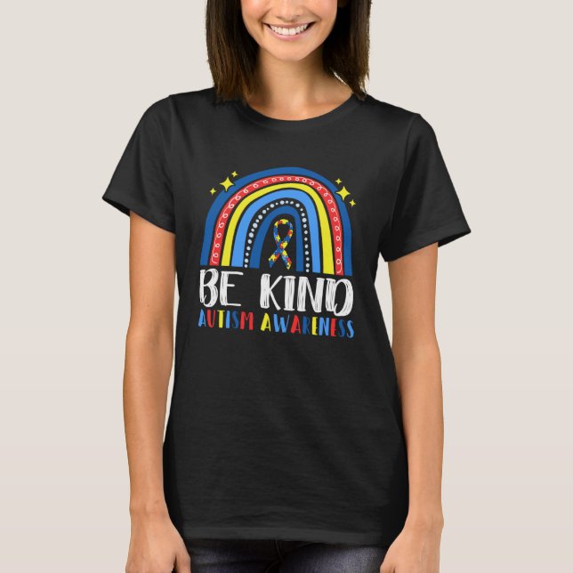 Be Kind Autism Awareness Month Puzzle Piece Rainbo T-Shirt (Vorderseite)