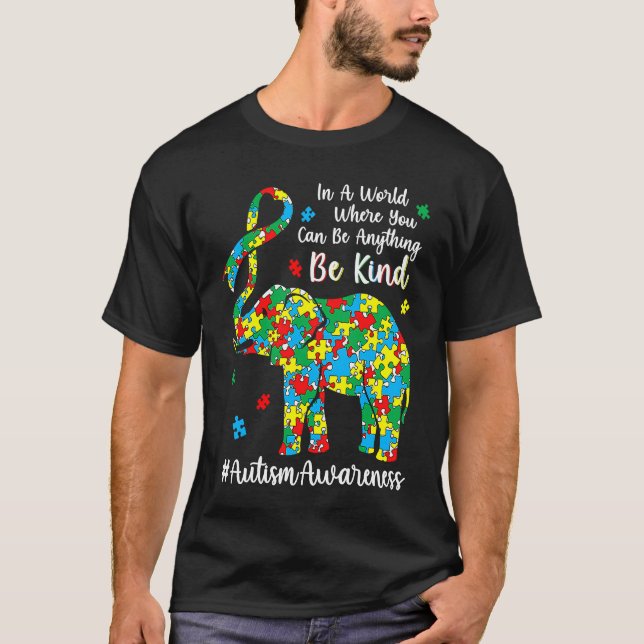 Be Kind Autism Awareness Month Puzzle Piece Ribbon T-Shirt (Vorderseite)
