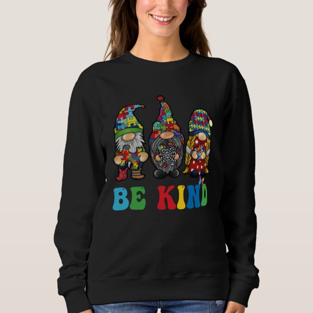 Be Kind Autism Gnomes Sunflower Autism Awareness M Sweatshirt (Vorderseite)