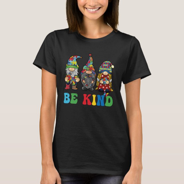 Be Kind Autism Gnomes Sunflower Autism Awareness M T-Shirt (Vorderseite)