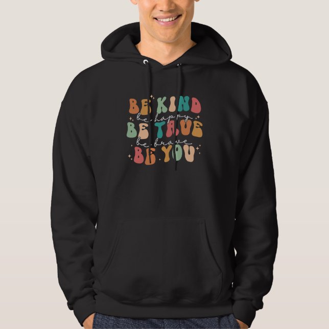 Be Kind Be Brave Retro Wavy Groovy Mental Health A Hoodie (Vorderseite)