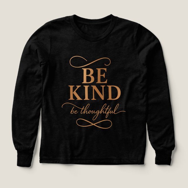 Be Kind Be Thoughtful Boys’ Long Sleeve Shirt (Design Vorderseite)