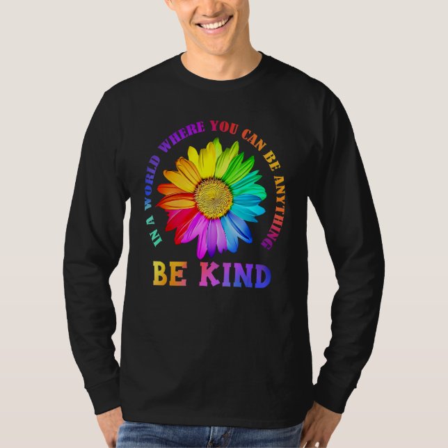 Be Kind Daisy Flower Rainbow LGBT Gay Lesbian Prid T-Shirt (Vorderseite)