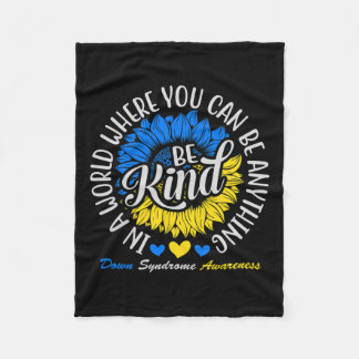 Be Kind Down Awareness Ribbon Sunflower K Fleecedecke