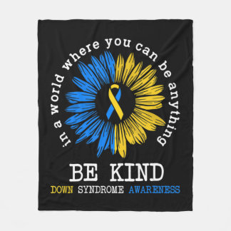 Be Kind Down Awareness Ribbon Sunflower K Fleecedecke