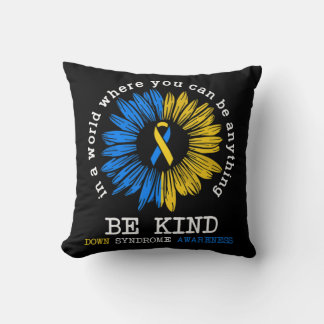 Be Kind Down Awareness Ribbon Sunflower K Kissen