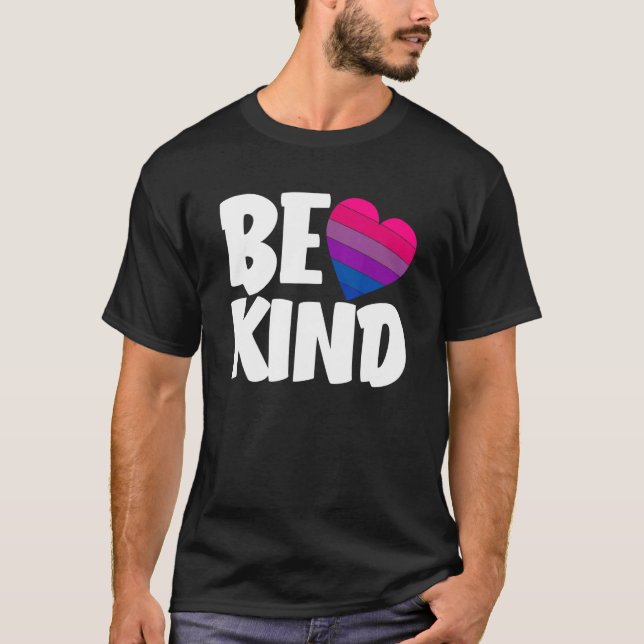 Be Kind Funny Bi Pride Flag Bisexual T-Shirt (Vorderseite)
