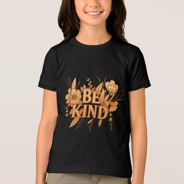 Be Kind | Gold Floral Youth Tri-Blend T-Shirt Tri-Blend Shirt (Vorderseite)