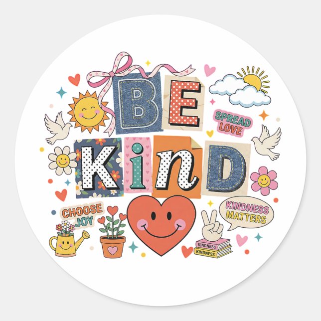 Be Kind - Kindness Matters Runder Aufkleber (Vorderseite)