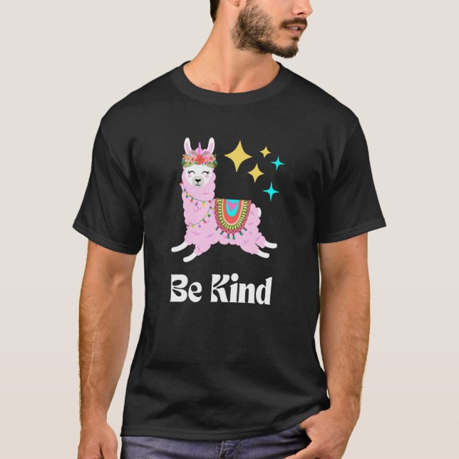 Be Kind Llama Kindness Cute Women's Empathy Pink B T-Shirt (Vorderseite)