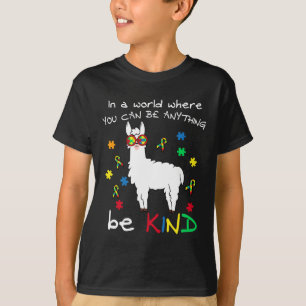 Be Kind Llama Puzzle Piece Cool Autismus Bewusstse T-Shirt
