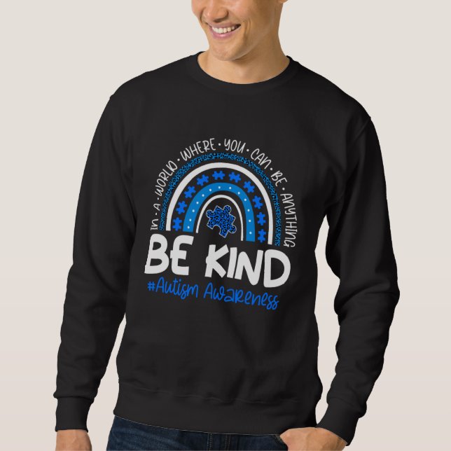 Be Kind Puzzle Piece Leopard Rainbow Autism Awaren Sweatshirt (Vorderseite)