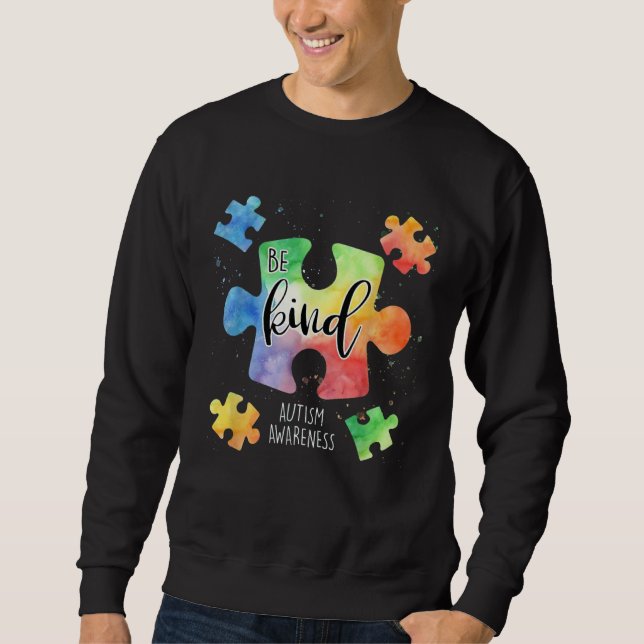 Be Kind Puzzle Pieces Cute Autism Awareness Puzzle Sweatshirt (Vorderseite)