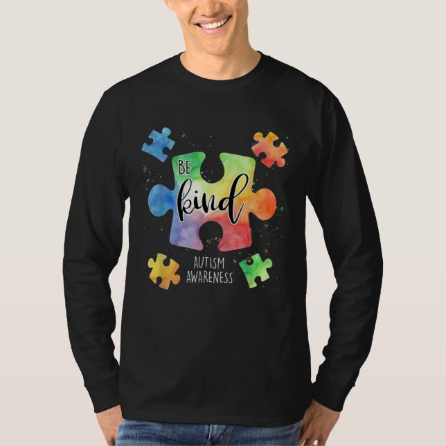 Be Kind Puzzle Pieces Cute Autism Awareness Puzzle T-Shirt (Vorderseite)