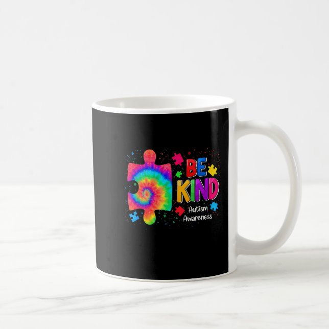 Be Kind Puzzle Pieces Tie Dye Cute Autism Awarenes Kaffeetasse (Rechts)