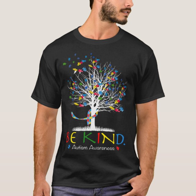 Be Kind Puzzle Tree Autism Awareness Month Kids Me T-Shirt (Vorderseite)