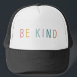 Be Kind Rainbow Lettering Trucker Truckerkappe<br><div class="desc">At the end of the day kindness is all we need. Add your custom wording to this design by using the "Edit this design template" boxes on the right side of the item, or click the blue "Customize it" button to arrange the text, change the fonts and colours and to...</div>