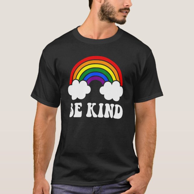 BE KIND Rainbow LGBT Flag Gay Pride T-Shirt (Vorderseite)