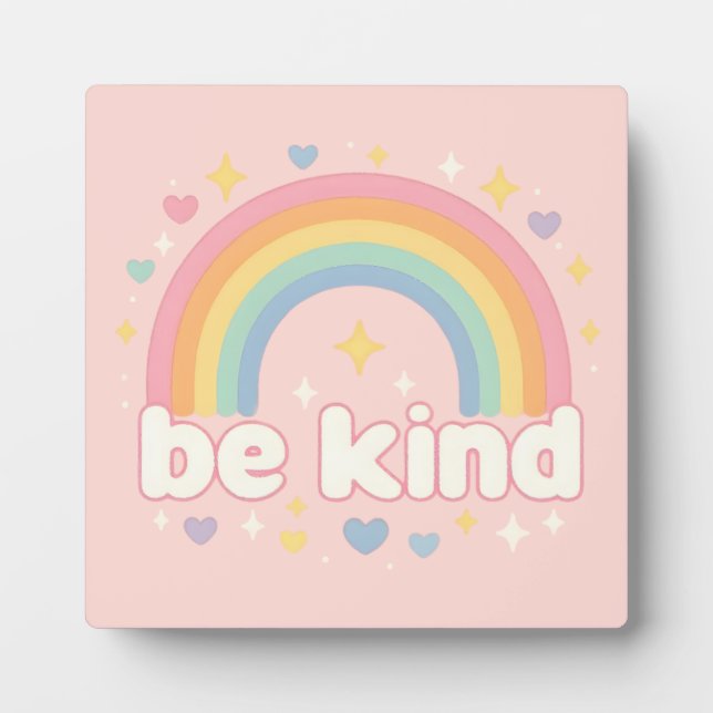Be Kind – Rainbow Pastel Positivity Fotoplatte (Vorderseite)