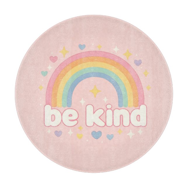 Be Kind – Rainbow Pastel Positivity Schneidebrett (Vorderseite)