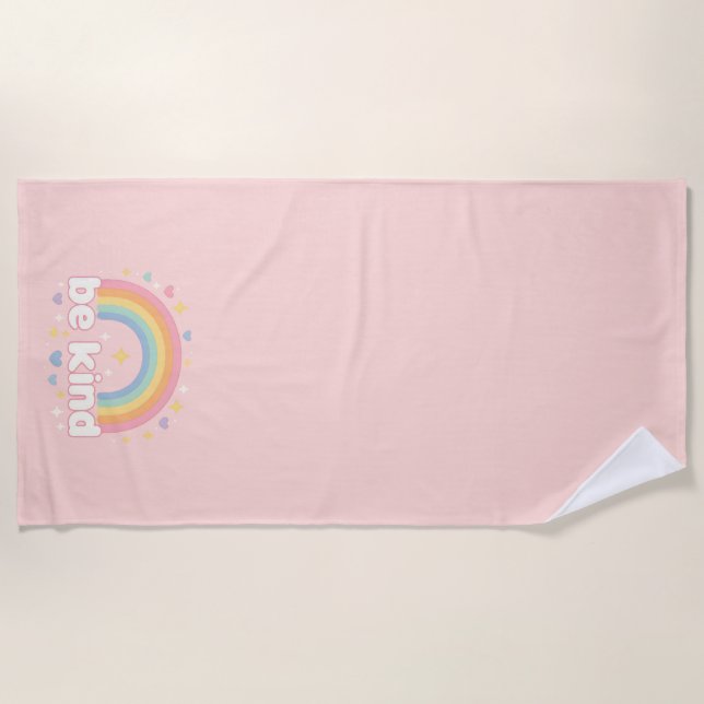 Be Kind – Rainbow Pastel Positivity Strandtuch (Vorderseite)