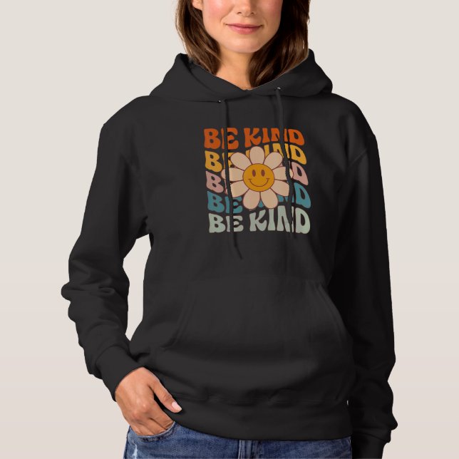 Be Kind  Retro Groovy Daisy Kindness Inspirational Hoodie (Vorderseite)