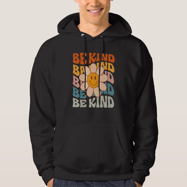 Be Kind  Retro Groovy Daisy Kindness Inspirational Hoodie (Vorderseite)