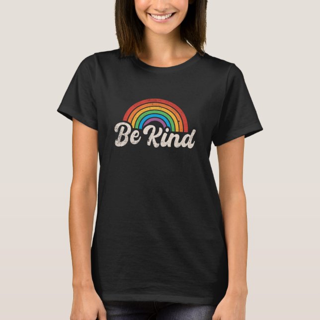 Be Kind Retro Rainbow Kindness Week Anti Bullying  T-Shirt (Vorderseite)
