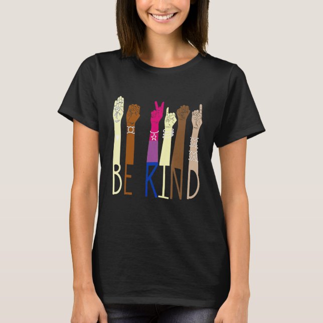 Be Kind Sign Language Hand Talking LGBT Bisexual P T-Shirt (Vorderseite)