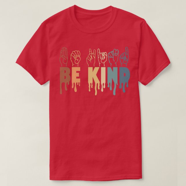 Be Kind Sign Language Hand Talking Teachers Interp T-Shirt (Design vorne)
