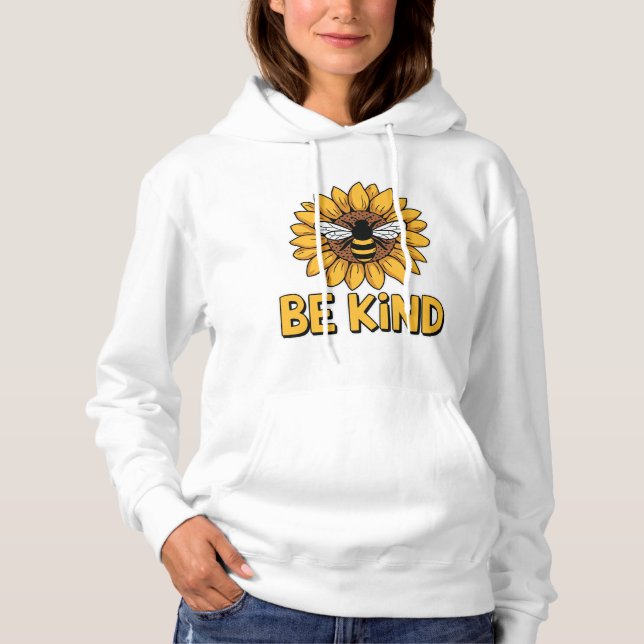 Be Kind Sunflower Bee Design Positive Kindness  Hoodie (Vorderseite)