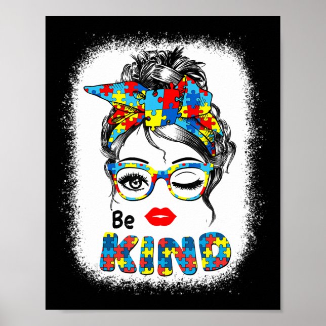 Be Kind t shirts for Women Autism Awareness Messy Poster (Vorne)