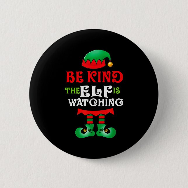 Be Kind Teacher Elf Christmas Anti Bullying Kindne Button (Vorderseite)