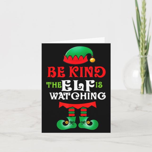 Be Kind Teacher Elf Christmas Anti Bullying Kindne Karte (Vorderseite)