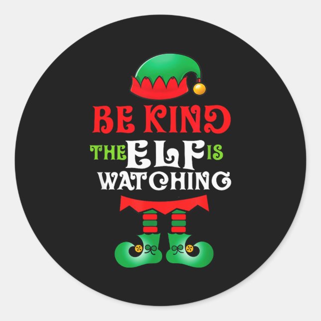 Be Kind Teacher Elf Christmas Anti Bullying Kindne Runder Aufkleber (Vorderseite)