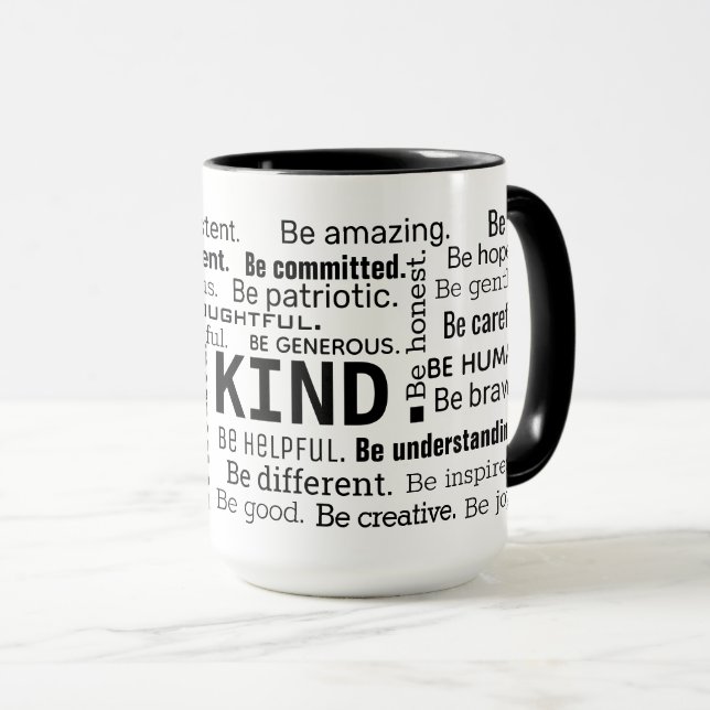 Be Kind Word Cloud inspirational Words Tasse (VorderseiteRechts)