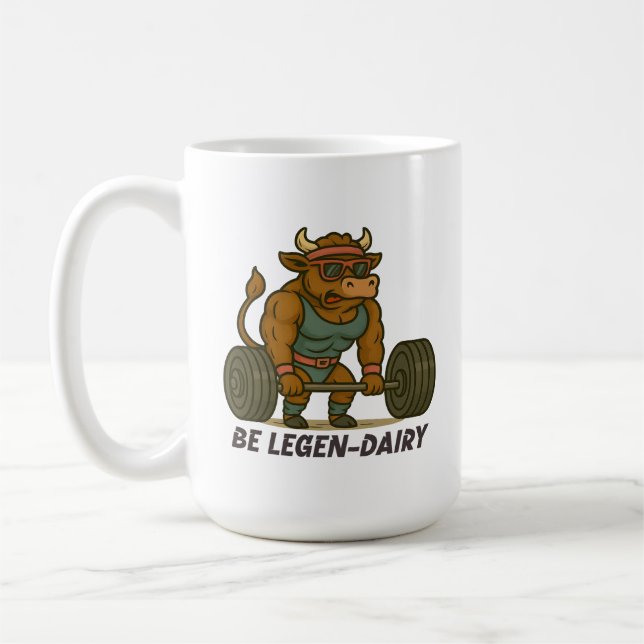Be Legen-Dairy – Funny Bull Deadlift Gym Workout Kaffeetasse (Links)