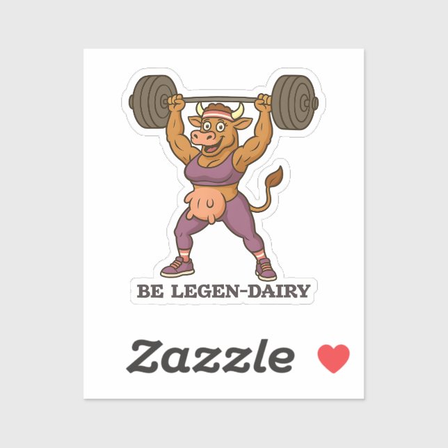 Be Legen-Dairy – Funny Cow Weightlifting Gym Aufkleber (Blatt)