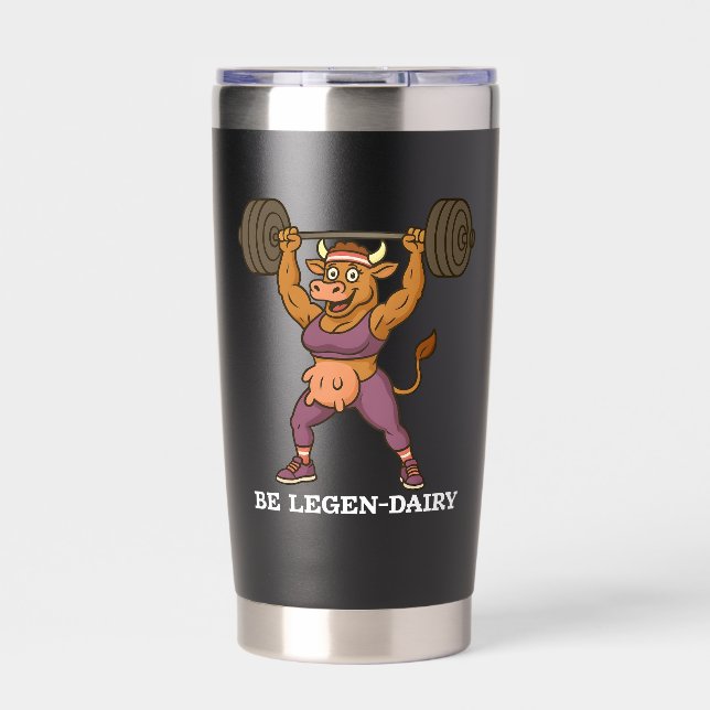 Be Legen-Dairy – Funny Cow Weightlifting Gym Thermobecher (Vorderseite)