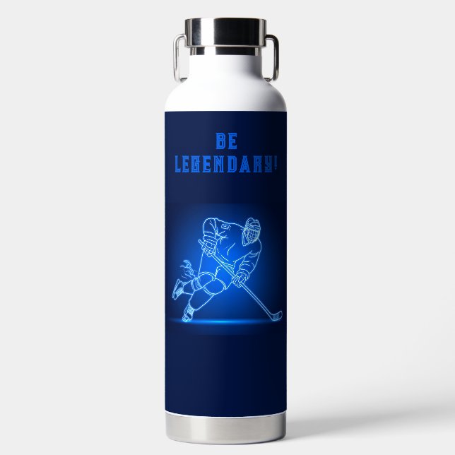 "Be Legendary" Hockey Player Wasserflasche Trinkflasche (Vorderseite)
