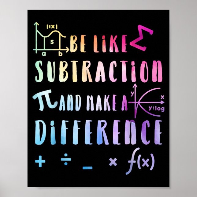 Be Like Subtraction Math Quote For Teachers Studen Poster (Vorne)