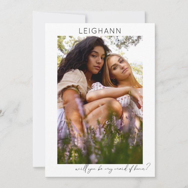 Be Meine Trauzeugin Foto Vorschlag Calligraphy V Einladung (Vorderseite)