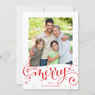 BE MERRY FAMILY Foto Modernes lustiges Drehbuch ro Feiertagskarte